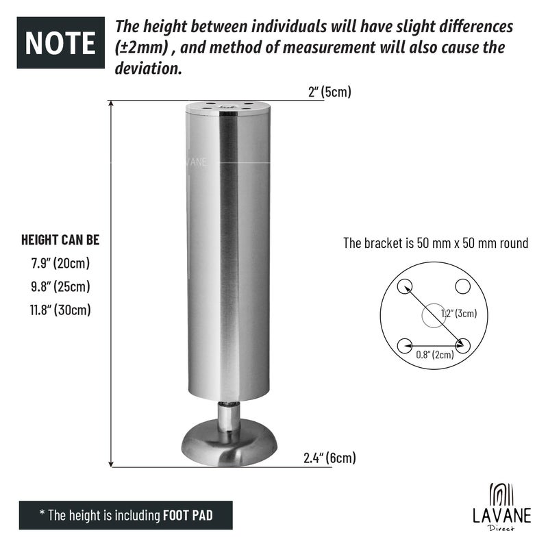 La Vane 10 inch / 25cm Furniture Legs, Set of 4 Stainless Steel Cabinet Feet for Cupboard Sofa Kitchen Couch Bookcase - Image 5
